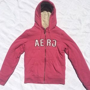 AÉROPOSTALE FLEECE LINED ZIP UP HOODIE